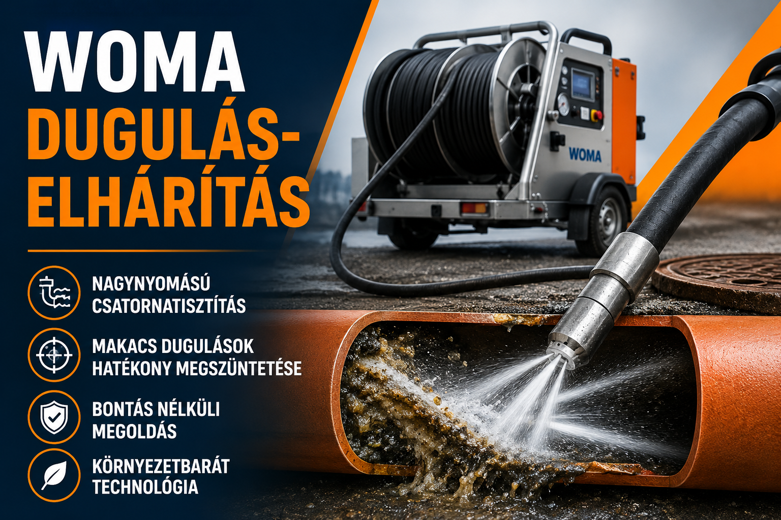 WOMA duguláselhárítás – Mikor van szükség nagynyomású csatornatisztításra?