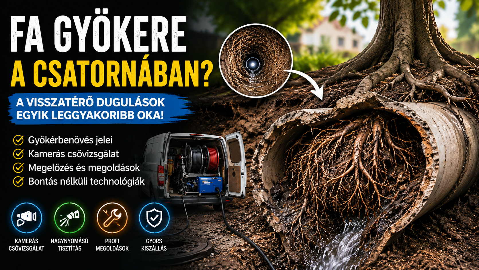 A fa gyökere erősebb, mint gondolná – hogyan teszik tönkre a csatornarendszert a növények?